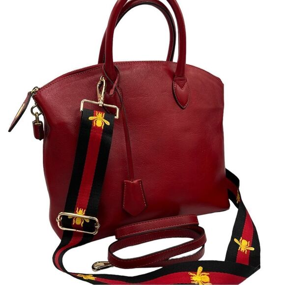 Tuscany Leather Hand Stained Vegetable Tanned Leather Red Crossbody/Hand Bag B69 main image 11
